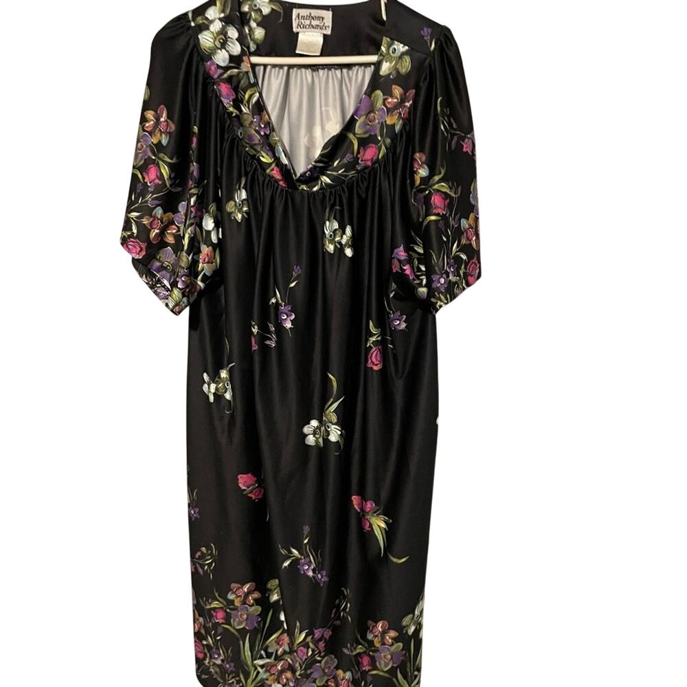 Anthony Richards women’s size 2X black floral kaftan house dress